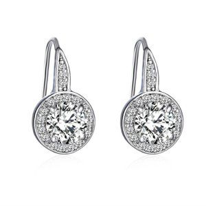 Swarovski Crystal Halo Earrings 2 CTW Silver